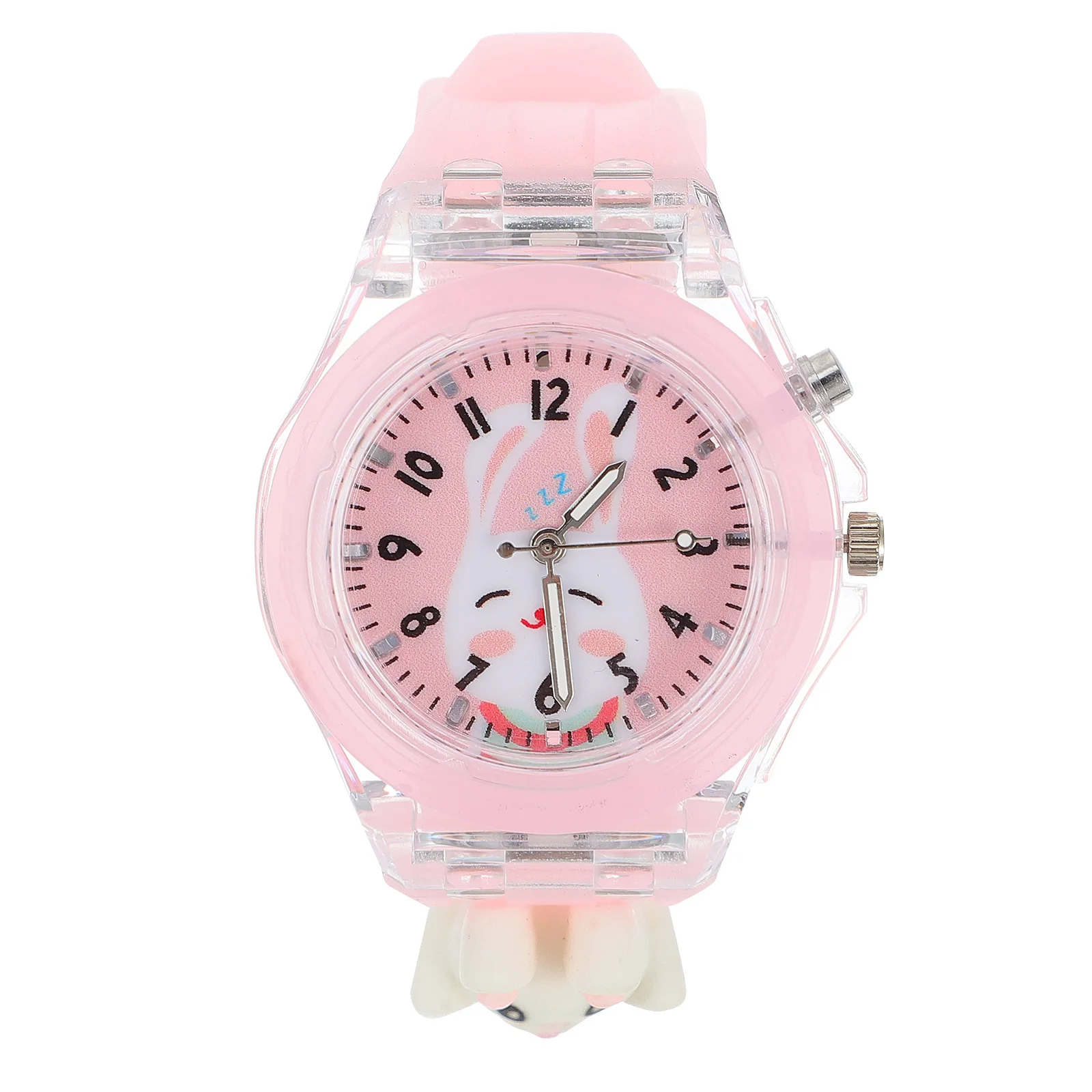 قطعة واحدة من ساعة LED الليلية المتوهجة لتصميم الرسوم المتحركة على شكل أرنب مضيئة مقاومة للماء هدية تعلم الوقت لعيد ميلاد الطلاب #4