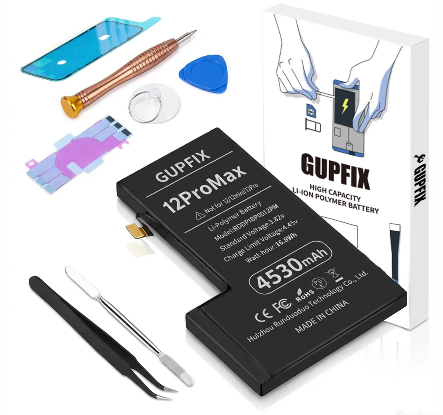

GUPFIX Diagnostic Battery For iPhone 12 12MINI/Pro/PM 13 13MINI/P/PM No Pop up High Capacity Replacement Battery
