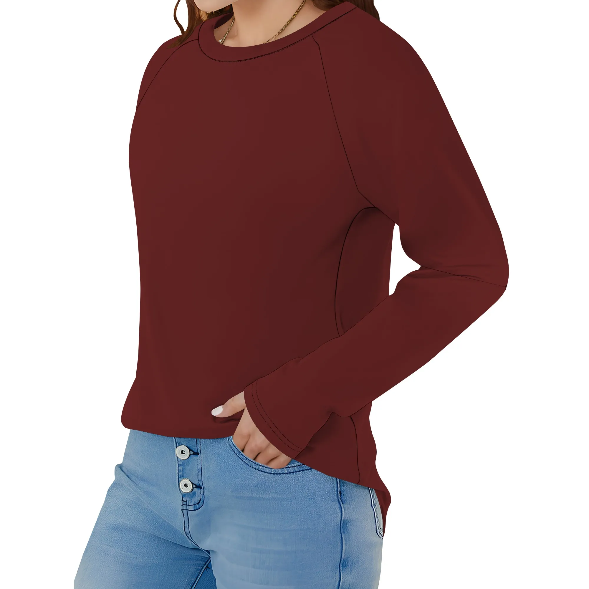 

Womens Long Sleeve Shirts Crew Neck Drop Shoulder Loose Fit Basic Tops Casual Fall Clothes