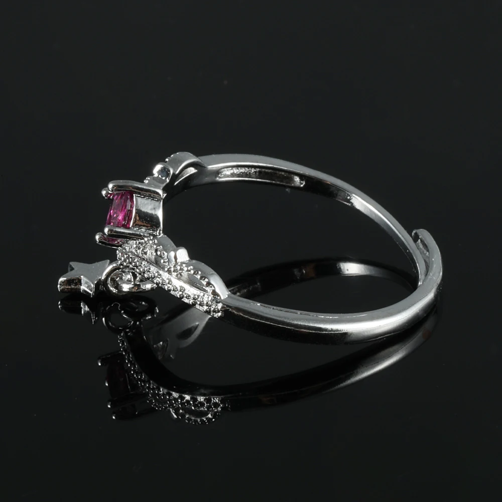 100% natural gemstone garnet copper-plated with silver adjustable ring for women gift jewelry