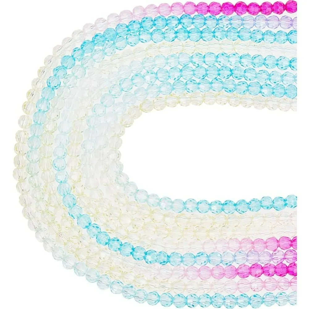 

1 Box 900~950pcs 4mm Faceted Rondelle Glass Beads Strands Rondelle Shape Bead Bulk Transparent Loose Spacer Beads