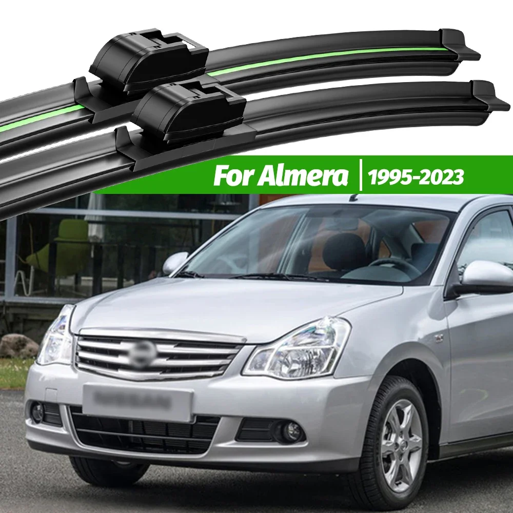 

For Nissan Almera N15 N16 N17 N18 1995-2023 2pcs Front Windshield Wiper Blades 2000 2006 2011 2019 Windscreen Window Accessories