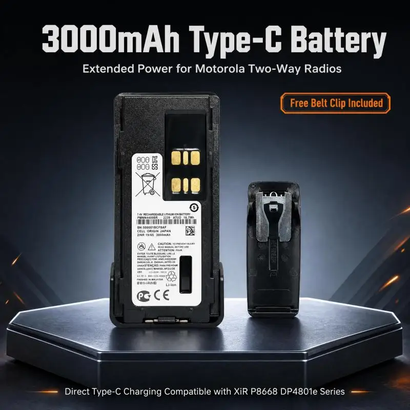 PMNN4409BR IMPRES Type-C Rechargeable Li-ion Replacement Battery for XiR P8668 P8660 GP328D+ DP4801e Two Way Radio PMNN4491