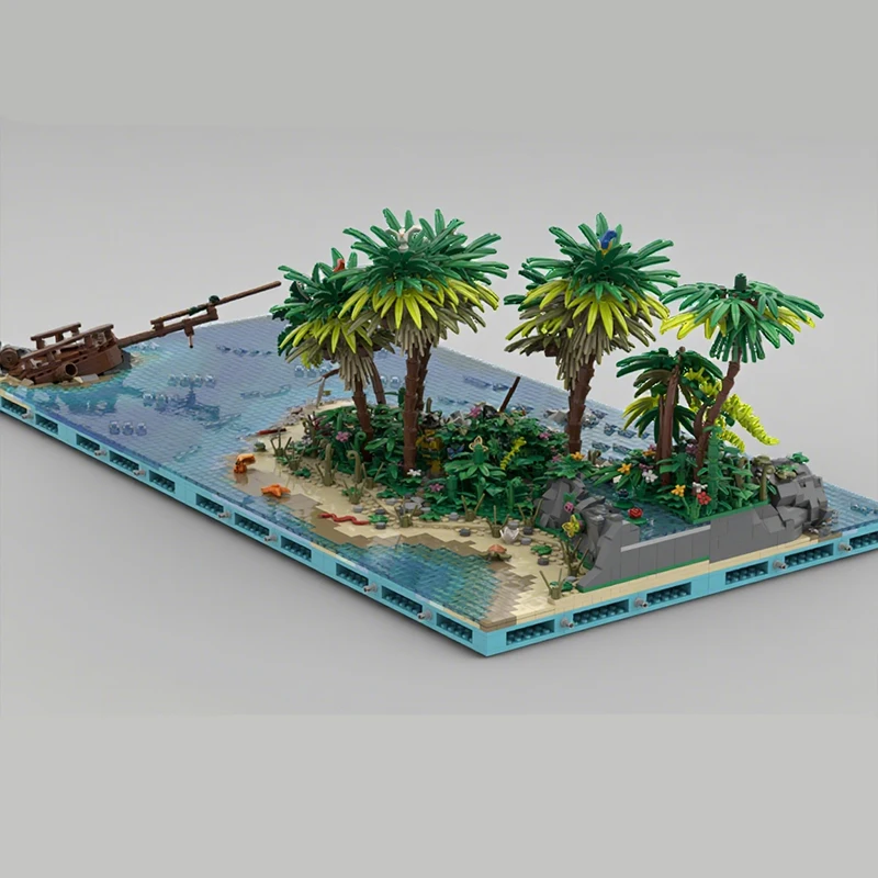 642 Uds. MOC lago Floral sobre una playa tropical piratas bloques de construcción juguete de Navidad regalo imagen espacial hasta tallo educativo