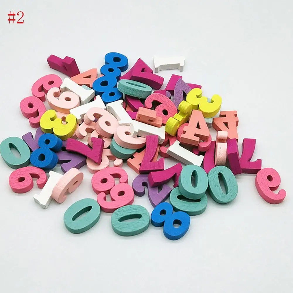 100Pcs/set Mixed Wooden Home Decor Numbers Letters DIY