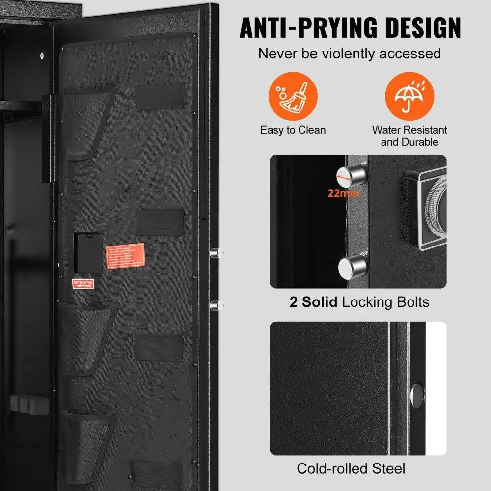 Rifle Safe com trava e teclado digital, armário de armazenamento alto de acesso rápido com prateleira removível, Rifle Safe, 8-10