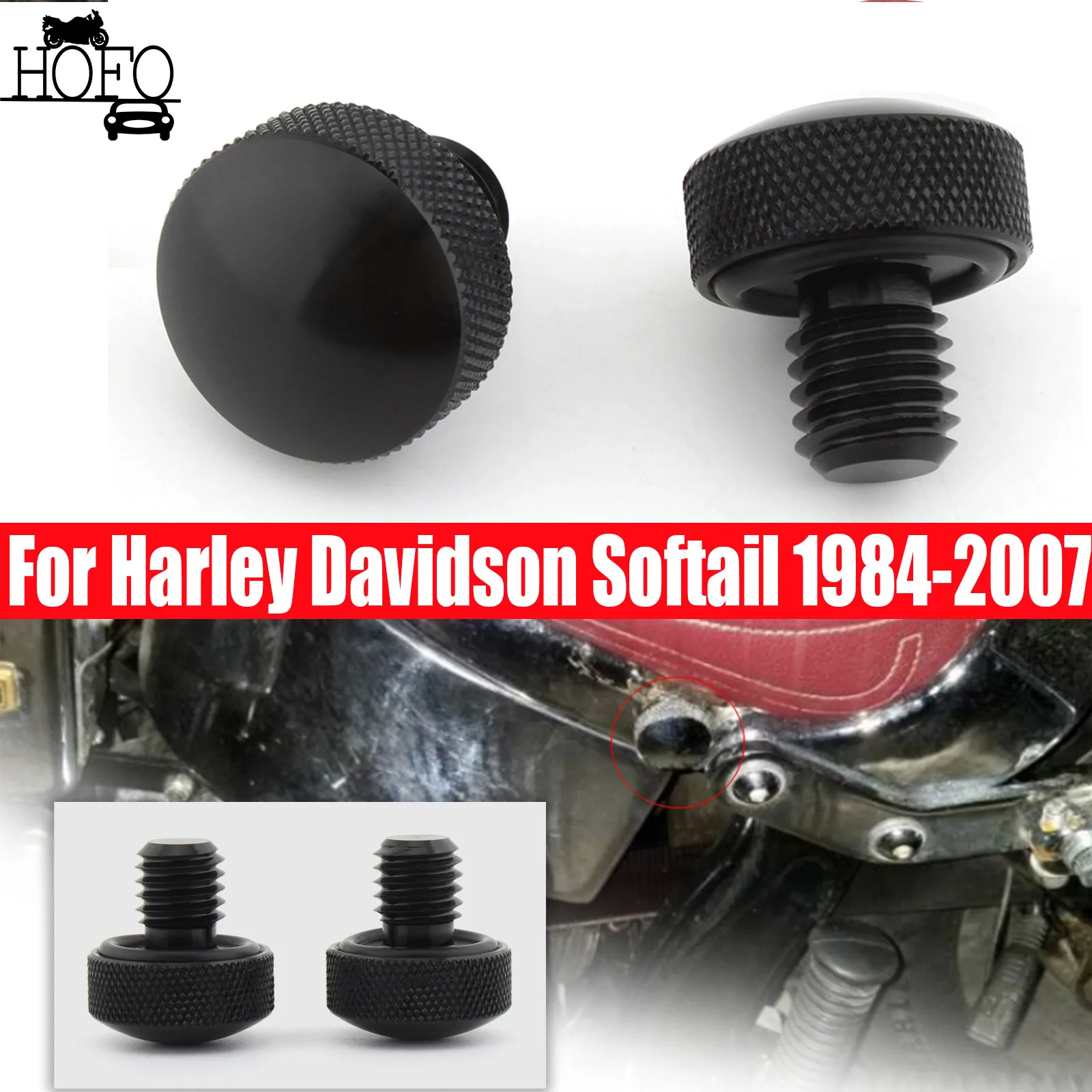 

1 Pair Motorcycle Seat Bolt Fit For Harley Davidson Softail 1984-2007 Black