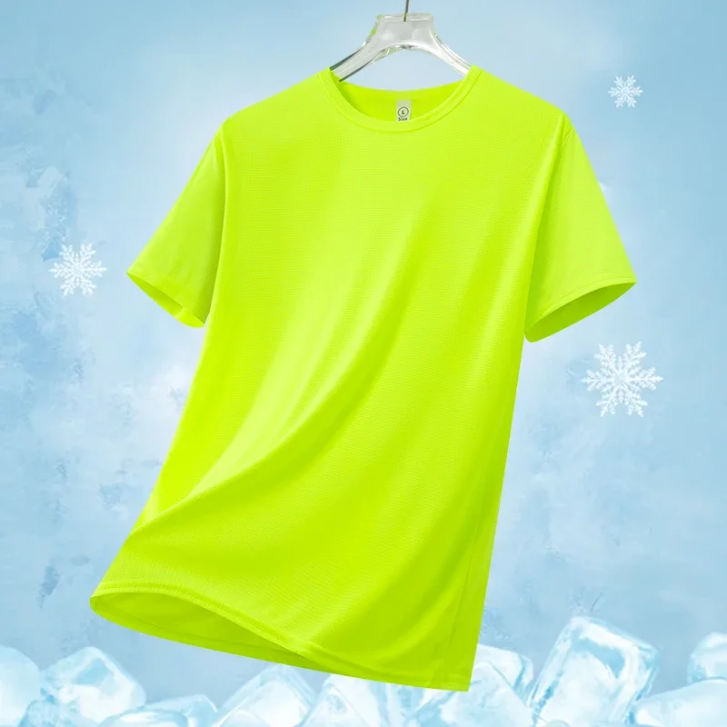 Quick Dry Neon Green Sports T Shirt Men 2024 Short Sleeves Tshirts Summer Casual White Top Tees Mens GYM Tshirt Running Clothes