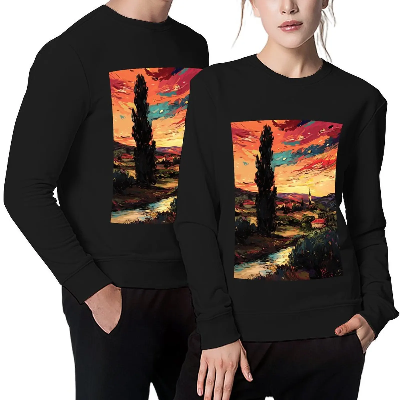 

Tuscan Village at Sunset Pullover mens designer clothes men's clothing japanese style men clothing new hoodies and sweatshirts