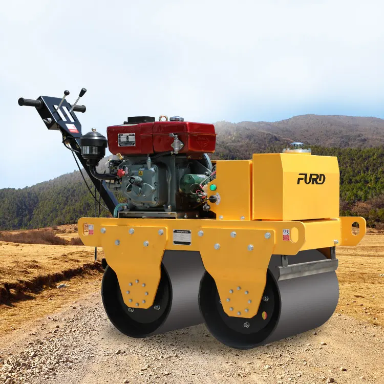 

Hot Sale Handle Road Roller Walk Behind Double Drum Roller Pedestrian 1t double drum Mini Road Roller Price