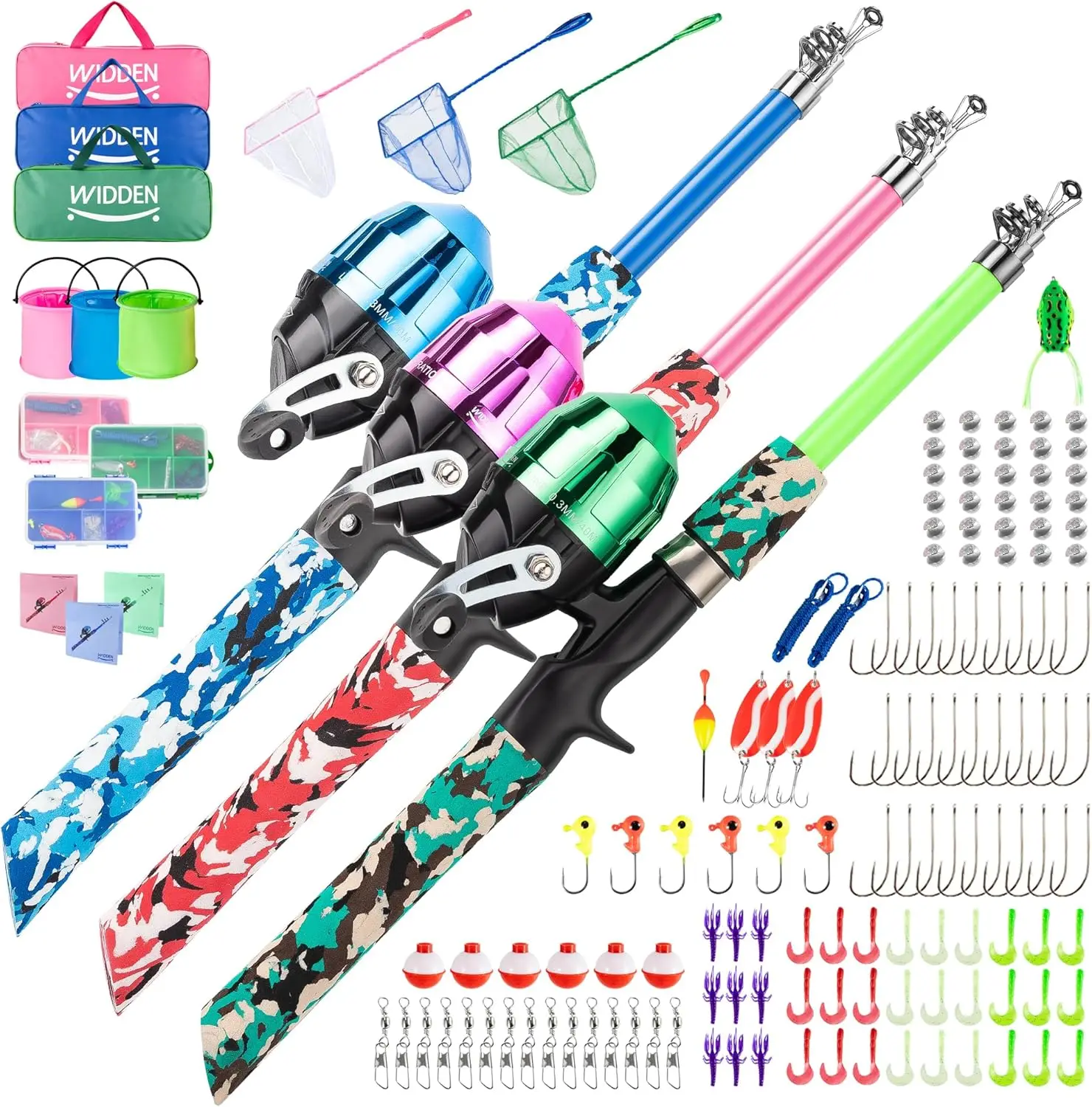 

Kids Fishing Pole Telescopic Rod and Reel Combo with Tackle Box Net for Boys Girls Toddler Youth Beginners