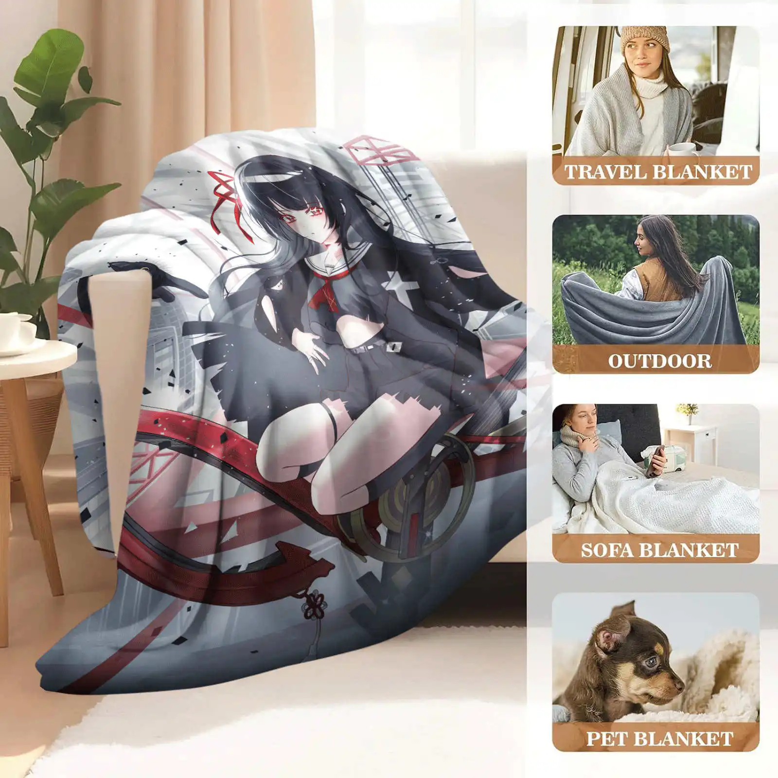 wuthering waves Chisaki Flannel Blanket Family Blanket Throw Home Sofa Lunch Break Blankets Children Student Blankets Nap Gifts
