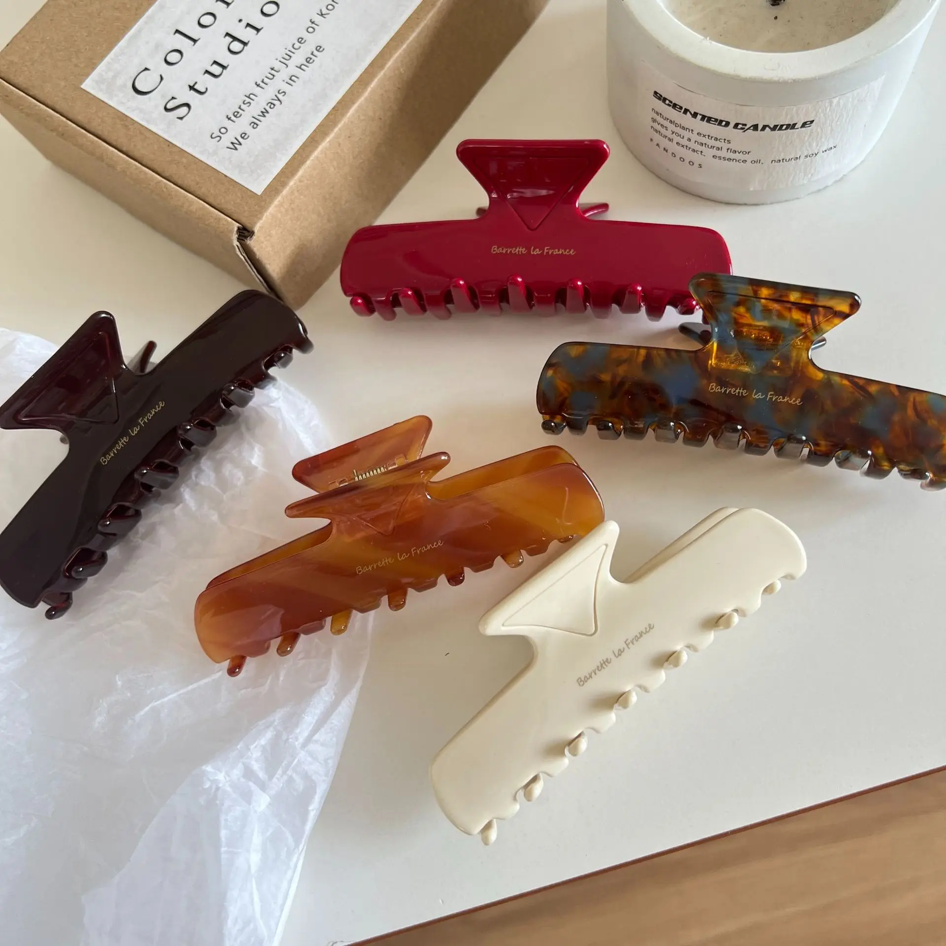 الفرنسية الرجعية تصميم هندسي 10 سنتيمتر مستطيل مشبك شعر بسيط موضة خلات كبيرة القرش كليب إكسسوارات الشعر للفتيات امرأة