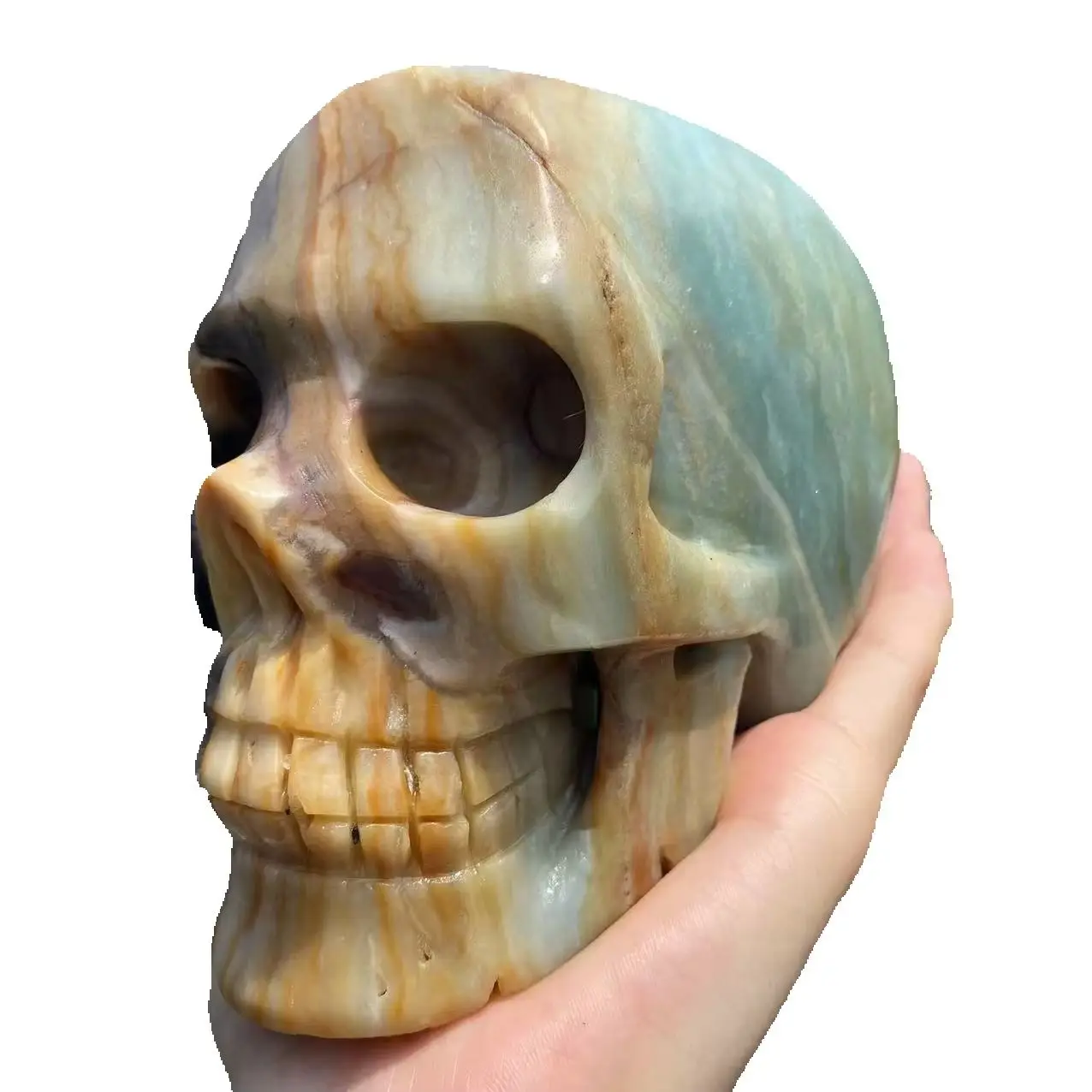 Natural Sky Blue Crystal Skull, Energy Gemstone, Spiritual Healing, Gift, Home Office Decoration, Demagnetization, Divination