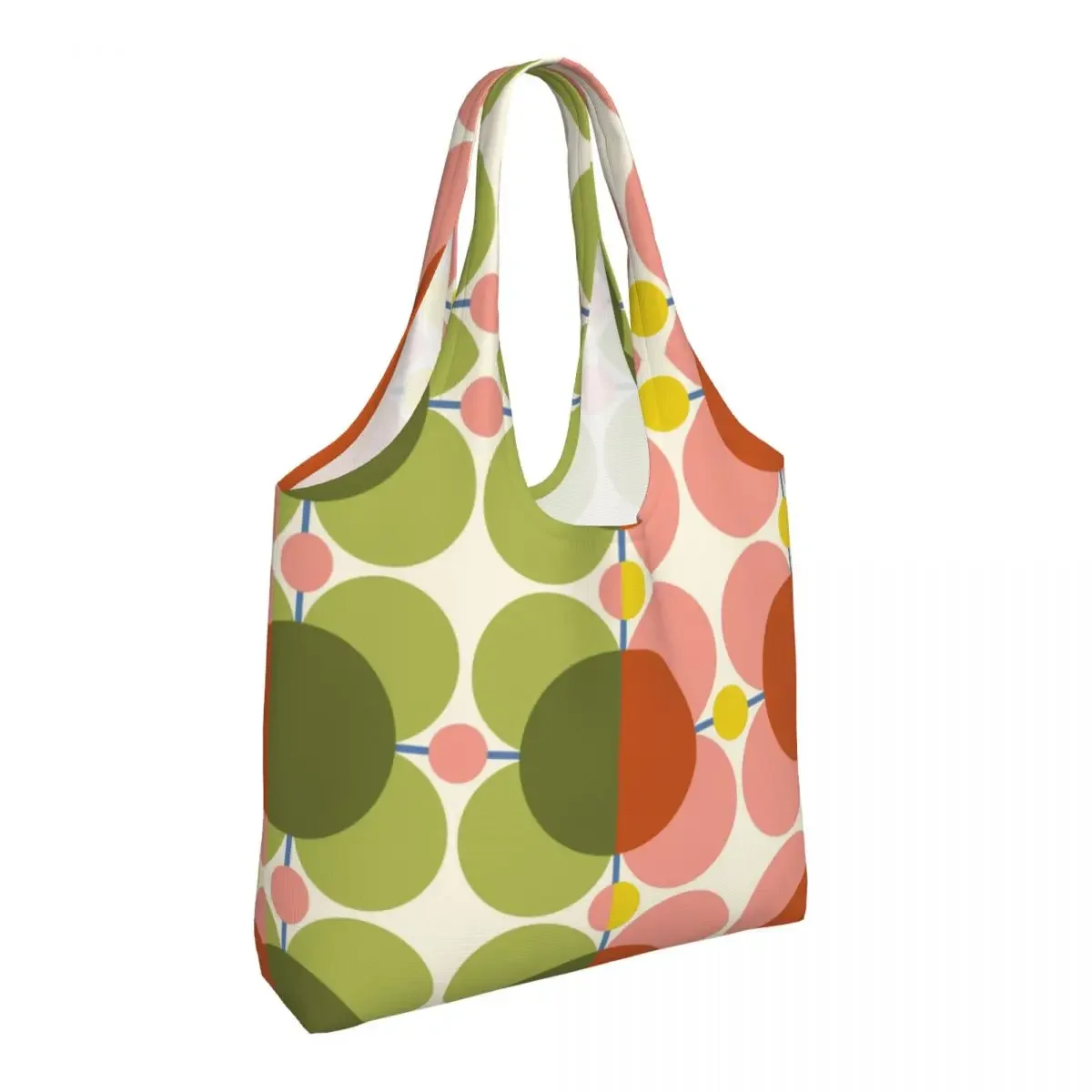 Custom Atomic Flower Bubblegum Basil Orla Kiely Shopping Bag Women Shoulder Canvas Tote Bag Washable Grocery Shopper Bags Gifts