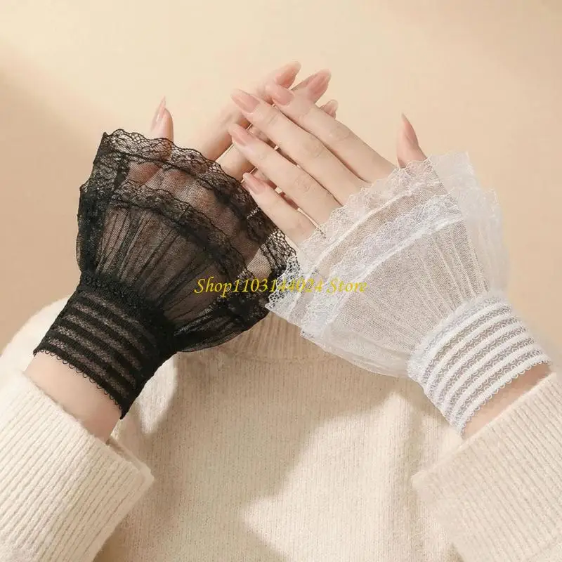 n5ke-ハンドスリーブ弾性ブレスレット女性レイヤードフリル手首カフスハロウィン用