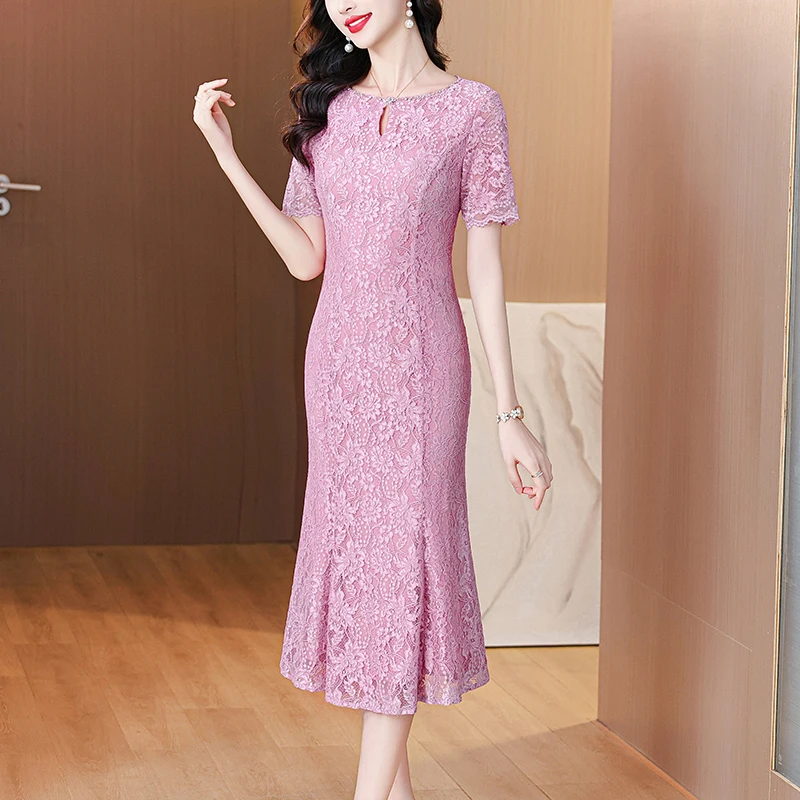 2025年ラグジュアリーシークイン半袖Oネックミディ丈ワンピース春夏ファッションエレガントウェディングドレス韓国ヴィンテージパーティープロム