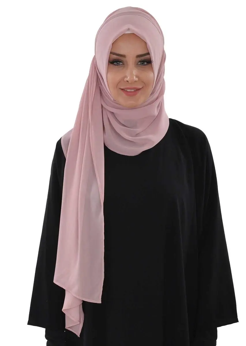 Side shirred design practical chiffon shawl powder