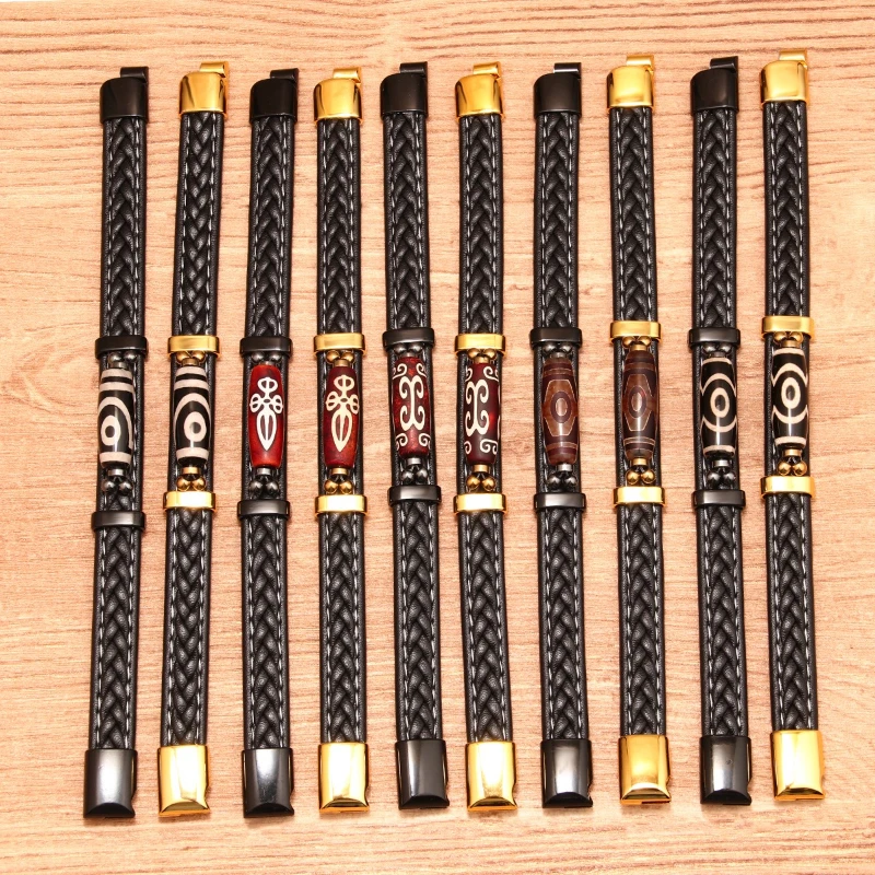 DIY handgewebte Tianzhu tibetische blaue Lederarmbänder Legierung Retro ethnischen Stil Männer personalisierte Armband Modeschmuck – Detail 3