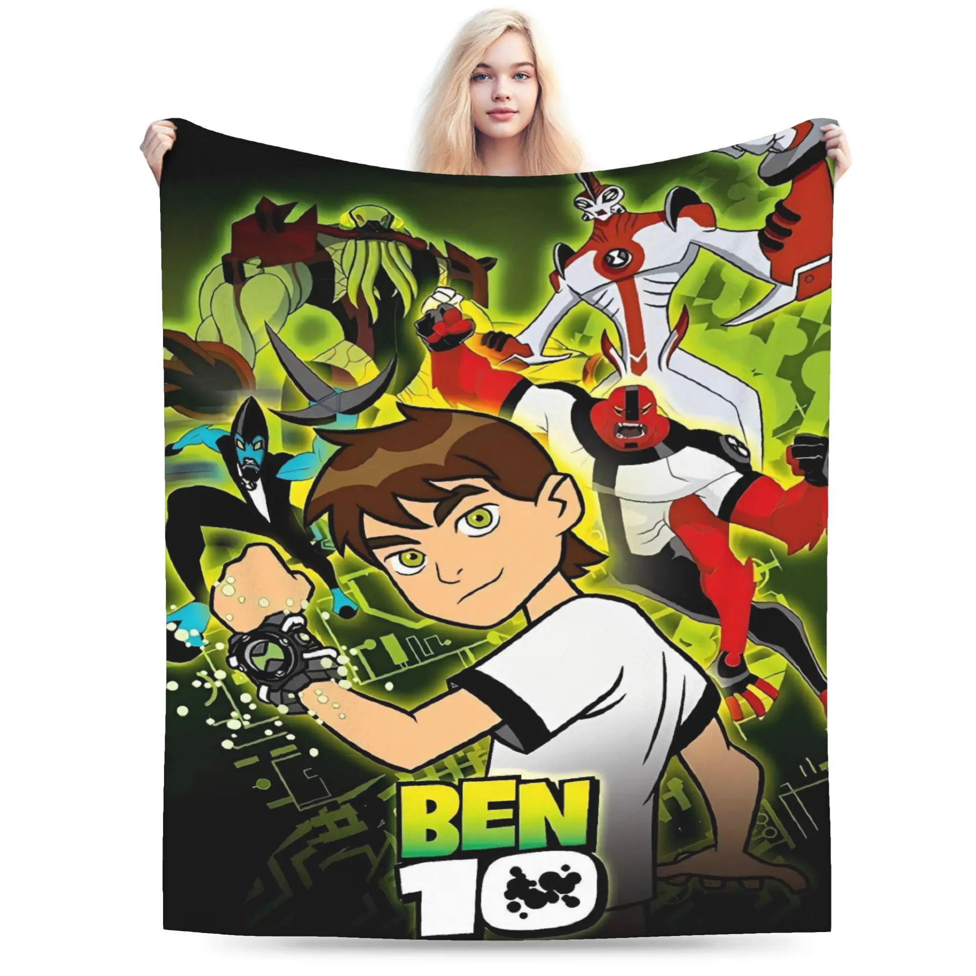 Ben 10 Omnitrix Plush Blanket Girls Boys  Flannel Throw Blanket For Couch Bed Soft Custom Quality Bedspread Gift Idea