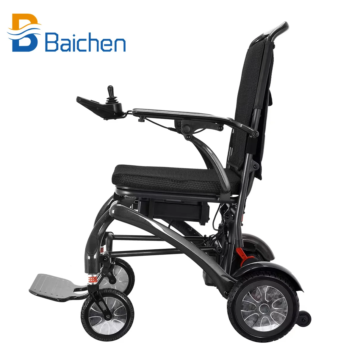 Baichen 500W Brushless Motor Folding Electric Wheelchair Handicapped Outdoor Travel Carbon Fiber Wheelchair All Terrain