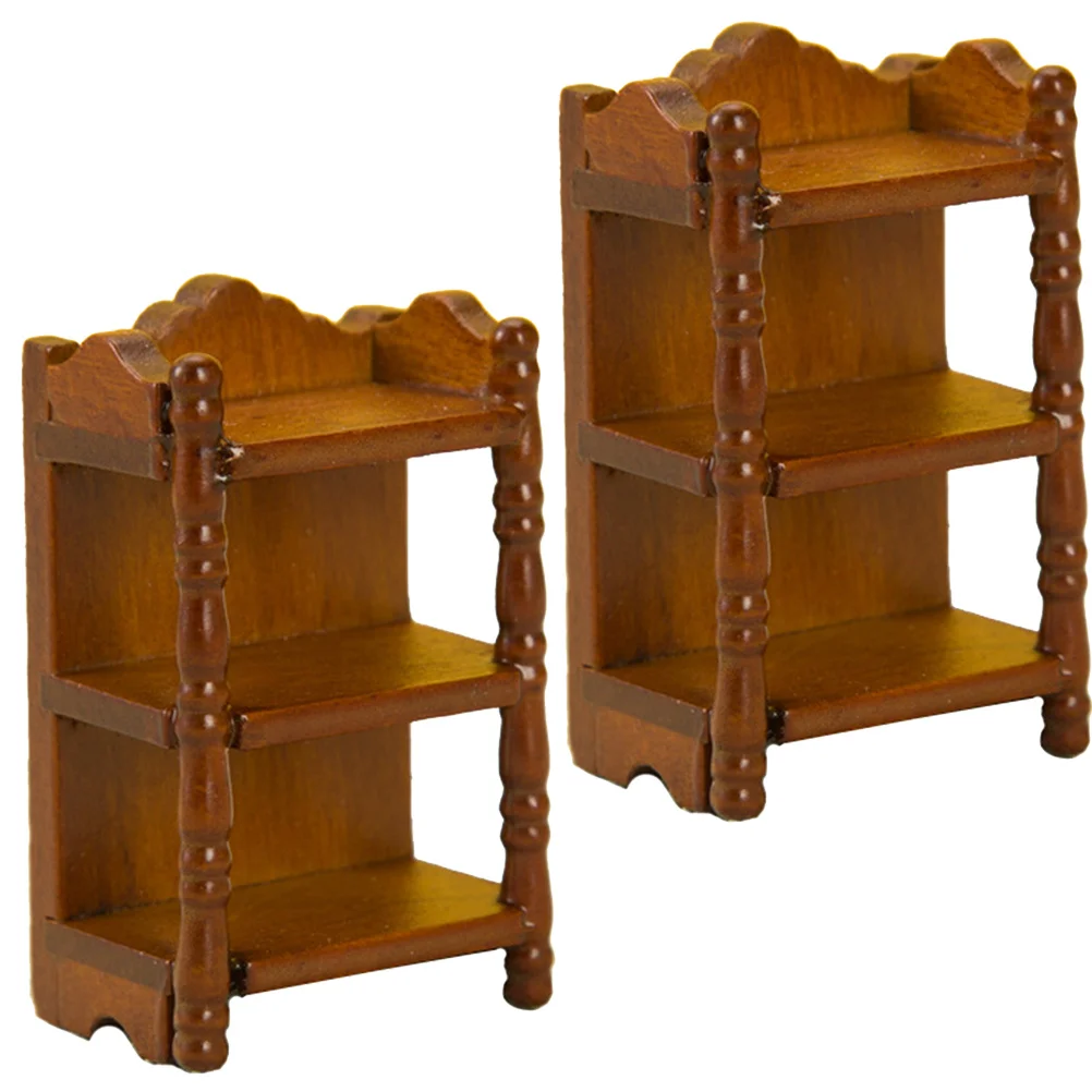 

Mini House Cabinet Wooden Miniature Furniture Storage Shelf Simple Design Mini Storage Rack for Miniature Garden Decor
