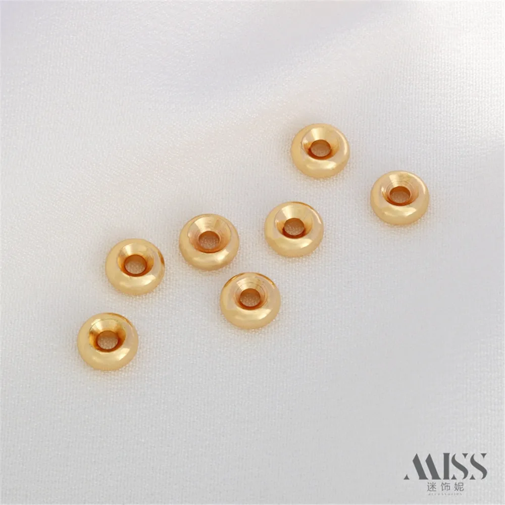 Bolsa de oro de 14K, cuentas de rueda brillantes de Color, cuentas espaciadoras, cuentas de neumáticos, cuentas de oro DIY, pulsera, collar, cadena, accesorios de joyería