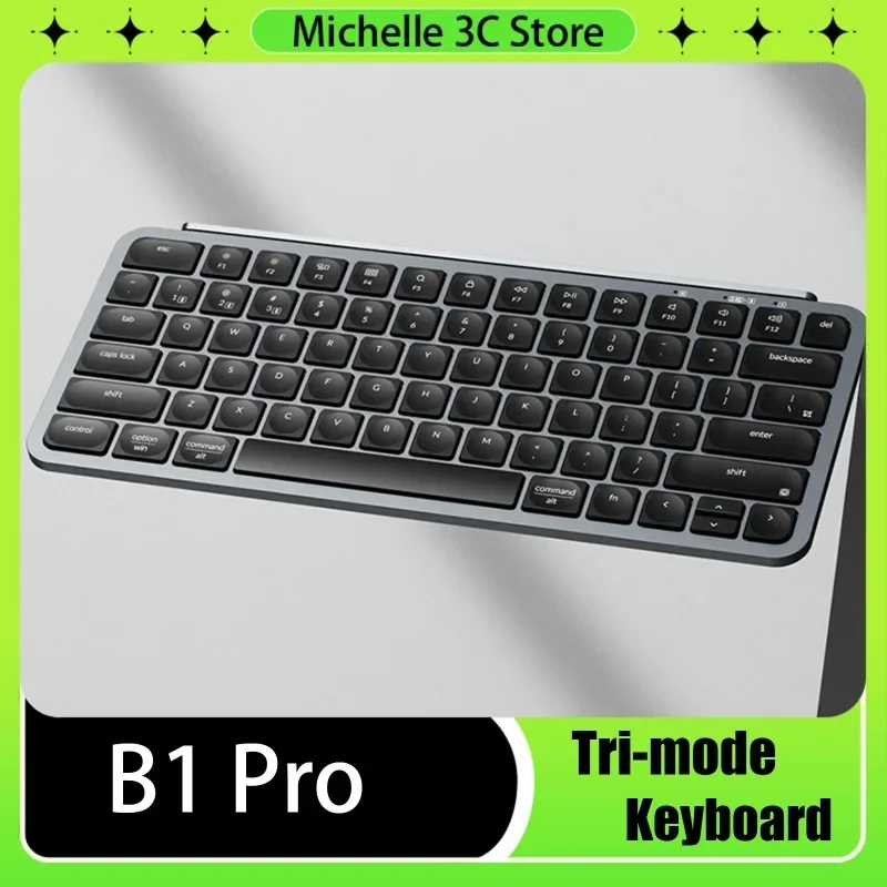 B1 Pro Wireless Three-mode Ultra-thin Keyboard Apple Mac Android Laptop Tablet 2.4G/Type-C/Bluetooth 81 Keys ABS Office Gift