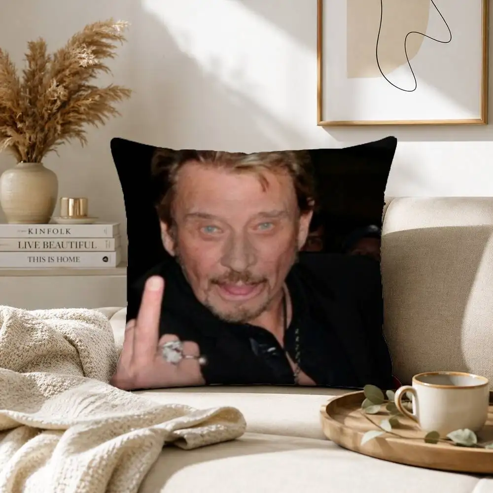 J-Johnny H-Hallyday Singer Pillow Case Pattern Printed Pillowcase For Living Room Sofa Cushion Cover