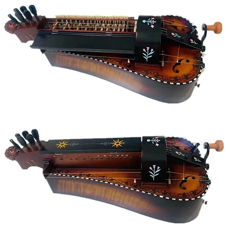 

6 strings 24 keys Hurdy Gurdy maple inlay shell purfling carved woman head