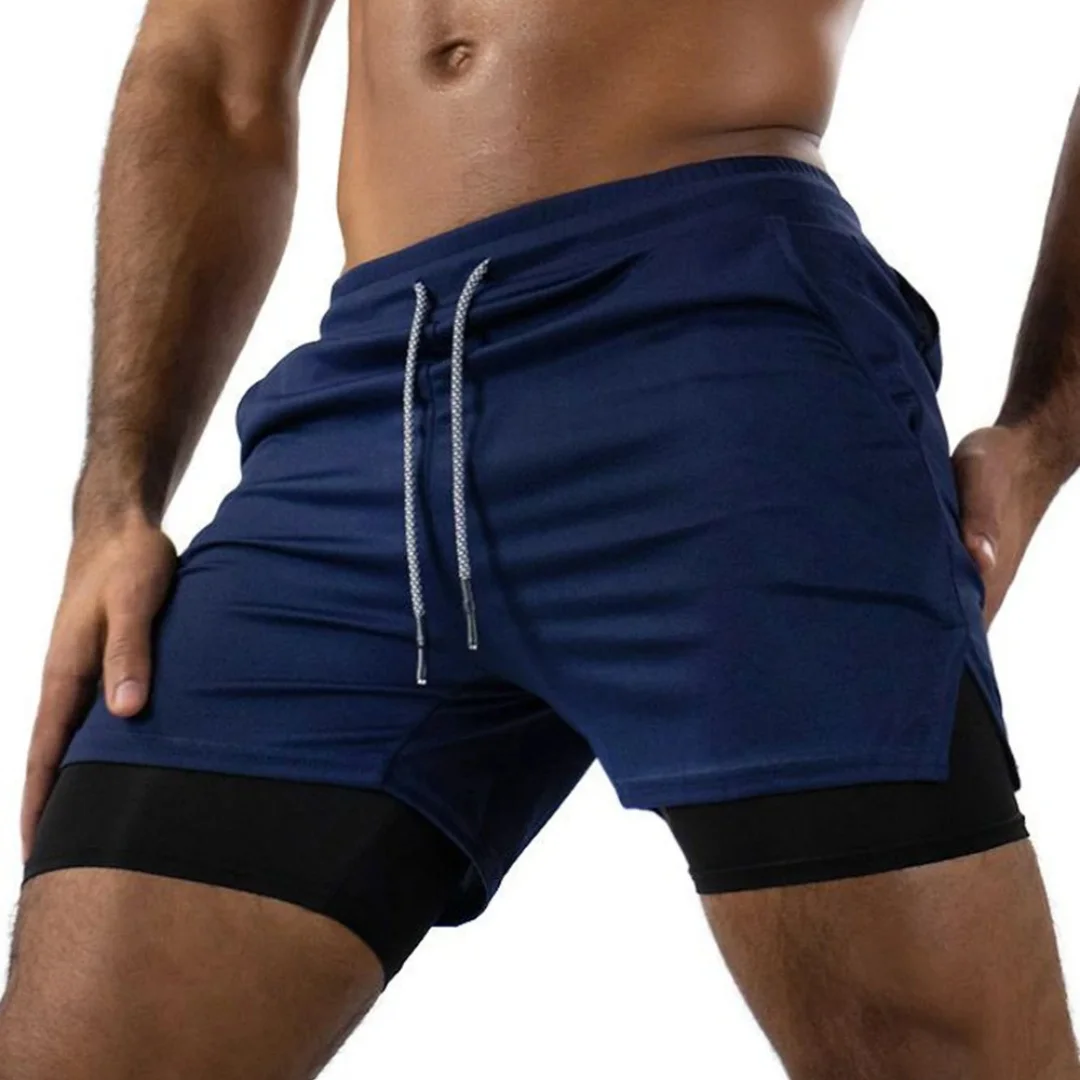 

Summer men's dual-use sports shorts, breathable quick-dry casual sportswear, double-layer design, suitable for running, M-3XL