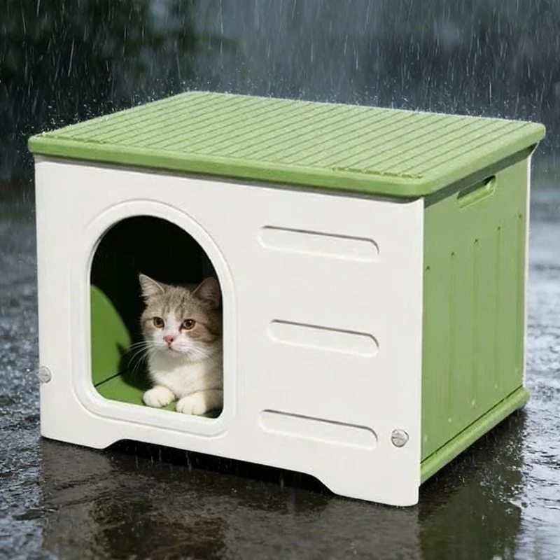 

All Season Dog Cat House Outdoor Waterproof Pet Shelter Weather Resistant Stray Cat Nest Durable Indoor Outdoor Pet Bed