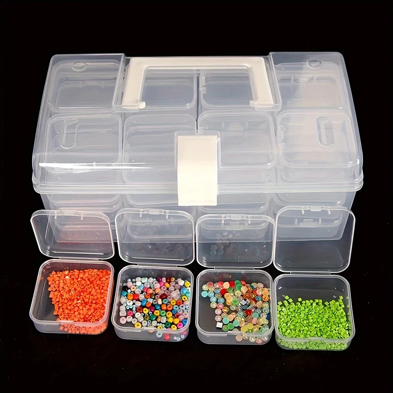 32pcs/set Transparent Plastic Storage Box For Crafts Accessories, Beaded, Jewelry, Nail Art, Hair Accessories Storage Container