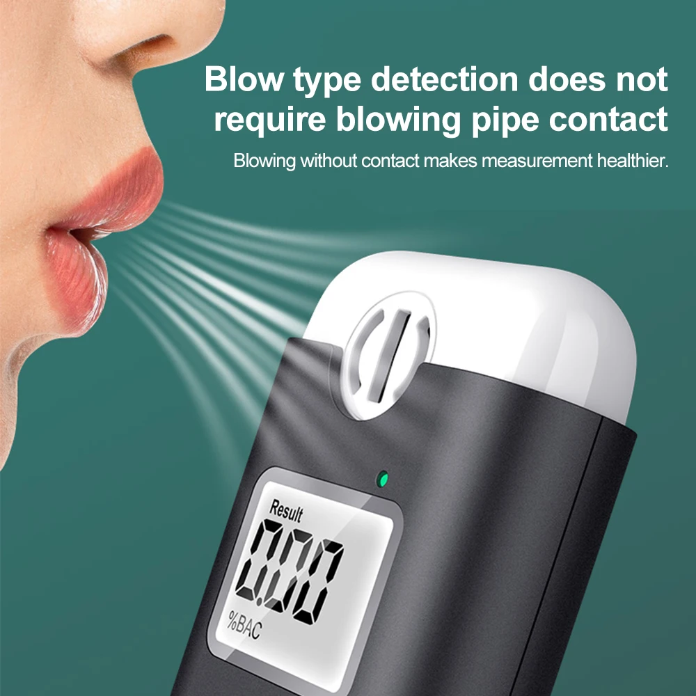 High Precision Breath Alcohol Tester Non-contact Breathalyzer Alcometer Rechargeable LCD Display Digital Alcohol Detector