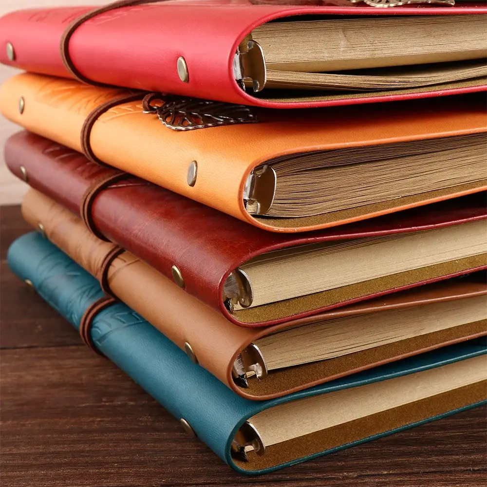 Office Literature Planners Journal Notepad Diary Binder Kraft Vintage Notebook PU Leather Paper Replaceable Spiral Note Book