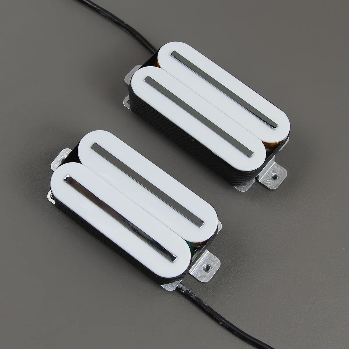 FLEOR Set of Neck & Bridge Hot Dual Rails Humbucker Pickup Electric Guitar Pickup, White/Black