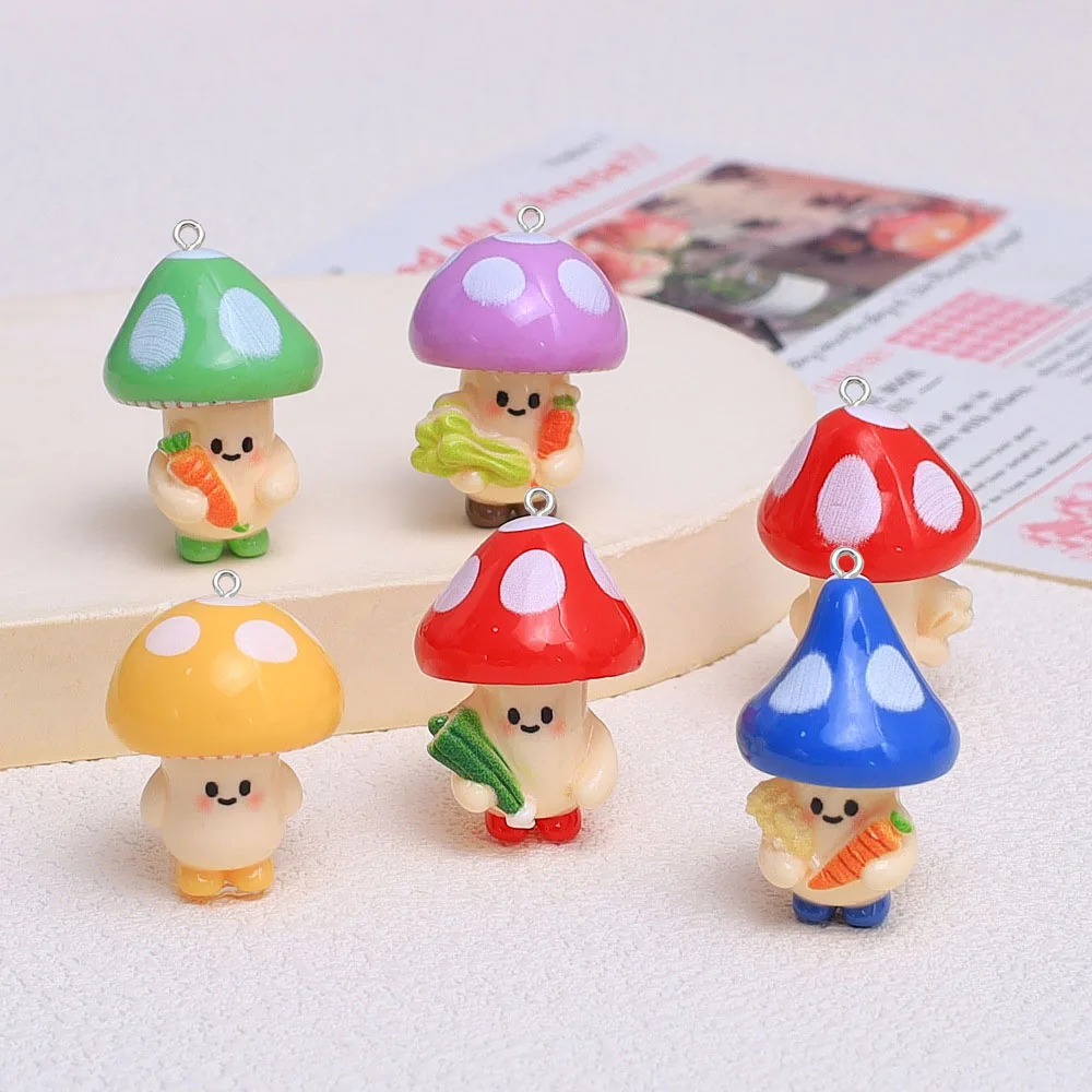 

5 шт. 3D мультфильм милый маленький гриб из смолы ювелирные аксессуары diy ручной работы кулон из гриба из смолы для удержания овощей кулон