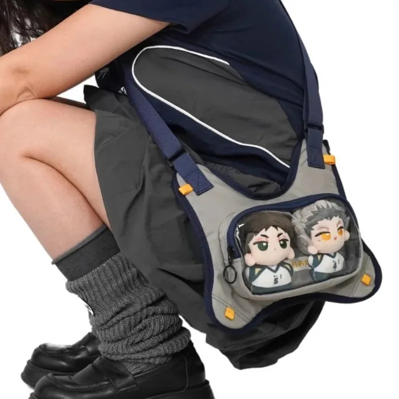 شفافة أنيمي اليابانية Crossbody ItaBag المرقعة Y2k تصميم الألم حقيبة عرض دمية Harajuku حقائب الكورية حقيبة كتف الفتيات #1