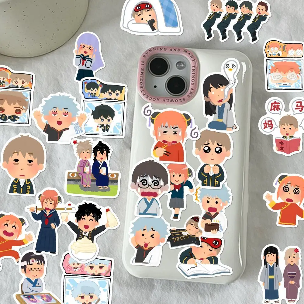 GINTAMA Anime Sticker Sakata Gintoki Hijikata toushiirairasutoya tarzı çıkartmalar sevimli dizüstü telefon kılıfı DIY dekor kırtasiye