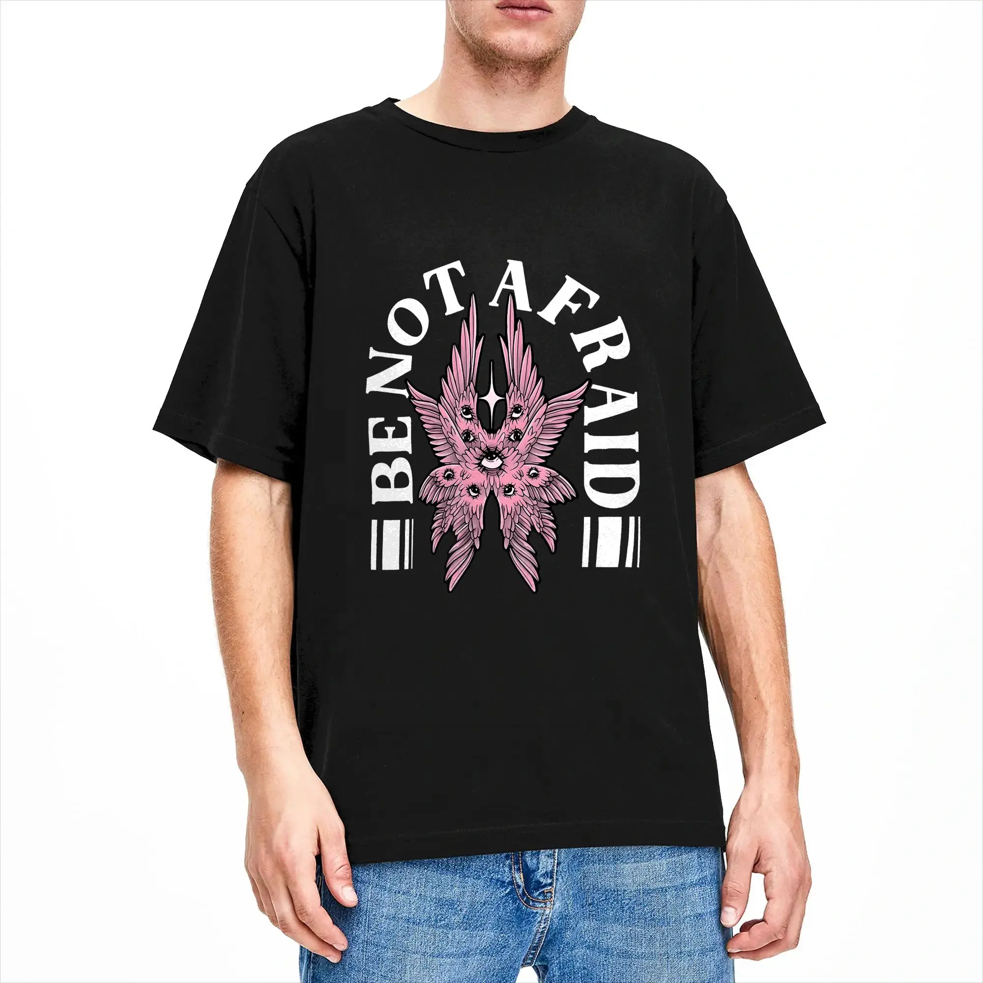 Oversized T Shirt Summer Be Not Afraid Biblically Accurate Angel Seraphim Novelty T-Shirts  100% Cotton Tshirt for Men