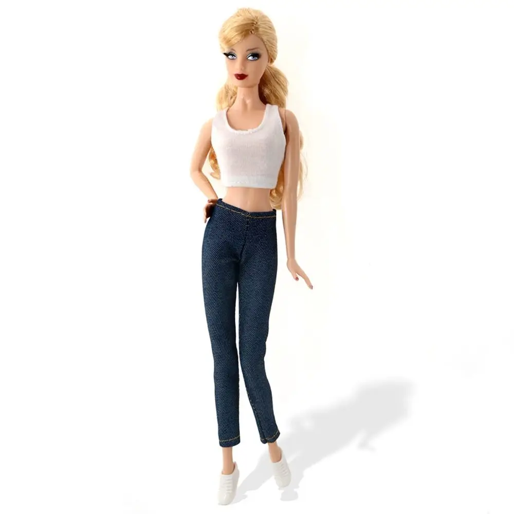 Fashion Dress Up Doll Clothes Casual Wear Play House Doll Outfit Summer Jeans Set Doll Tops Trousers 1/6 Dolls