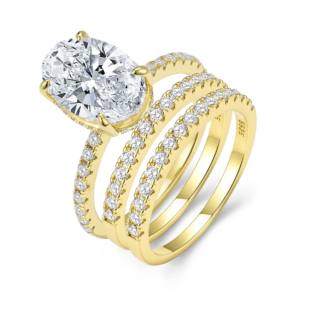 Dave&di S925 Sterling Silver Oval Ice Flower Cut Zircon Half Circle Inlaid With Diamonds Arranged In A Layered Ring For Women's