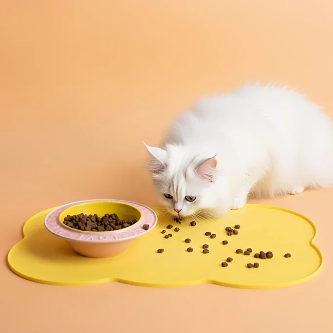 Futtermatte für Hunde & Katzen, Dünne Wasserdichte Silikon-Futtermatte mit Erhöhtem Rand, Katzen-Futternapf-Matte, Katzen-Tischset – Detail 2