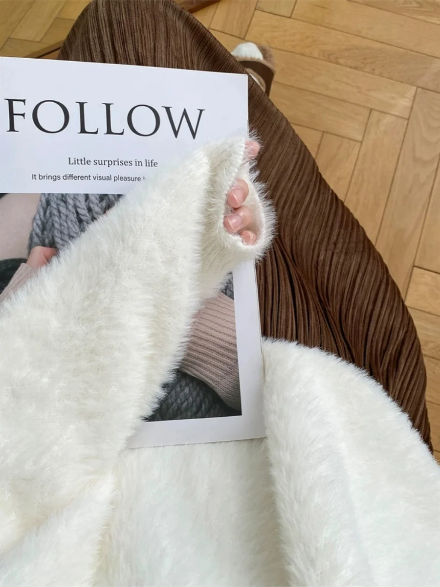 

Soft Dense Milk Foam Scented Hand Feel Mink Sweater f High Collar Women's Long Sve Crew Ne Pullover Autumn Faion