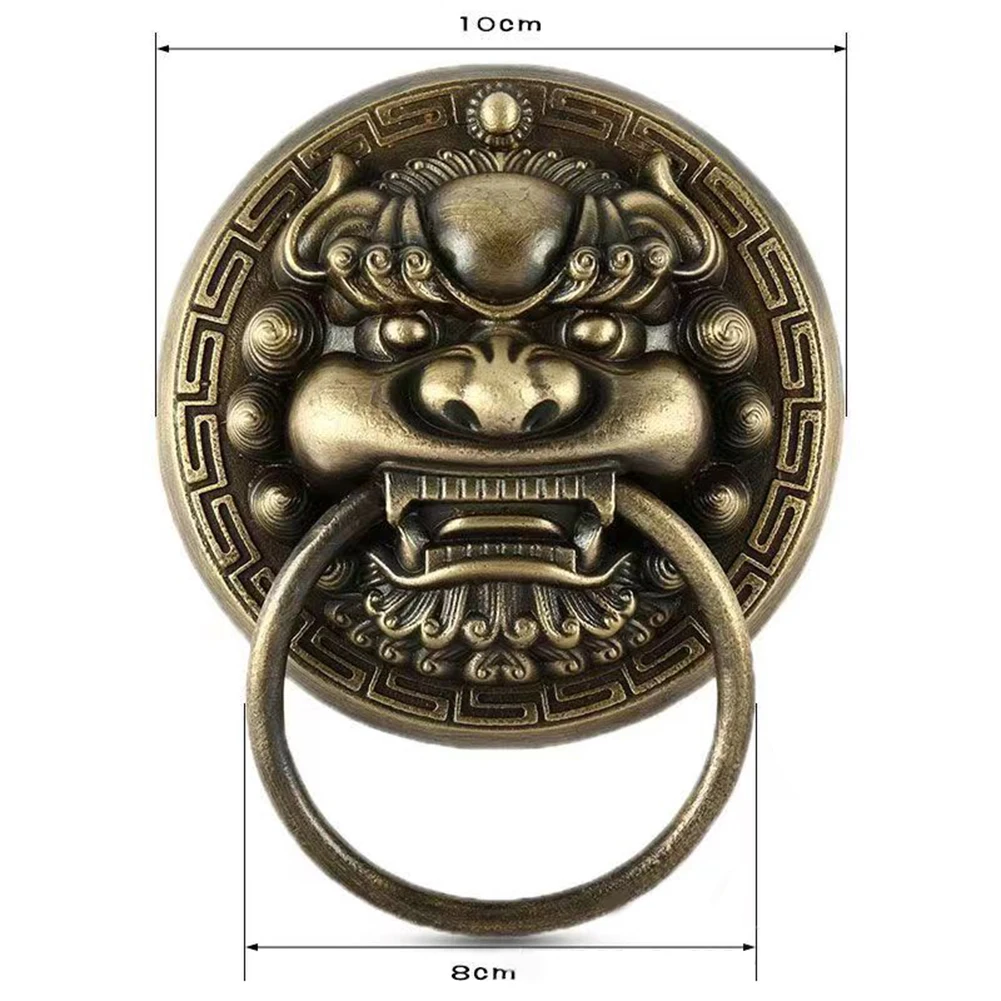 Beast Head Door Ring Antique Door Handle Antique Bronze Finish Comfortable Grip Elegant Decor Brass Door Accessory For Home