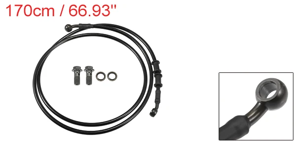 Motoforti 90 cm Motorrad geflochtener hydraulischer Bremsleitung Ölschlauch Schwarz Armeegrün 1 Set – Detail 6
