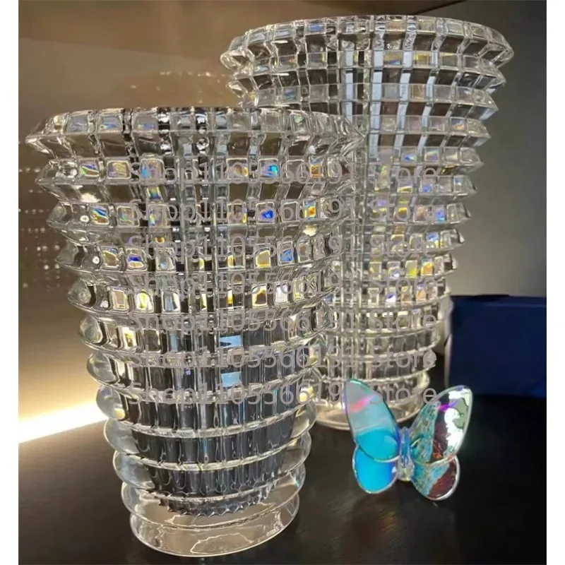 Premium Clear Crystal Vase Elegant Tabletop Floor Ornament Household Decor For Wedding Scene Gift Decoration