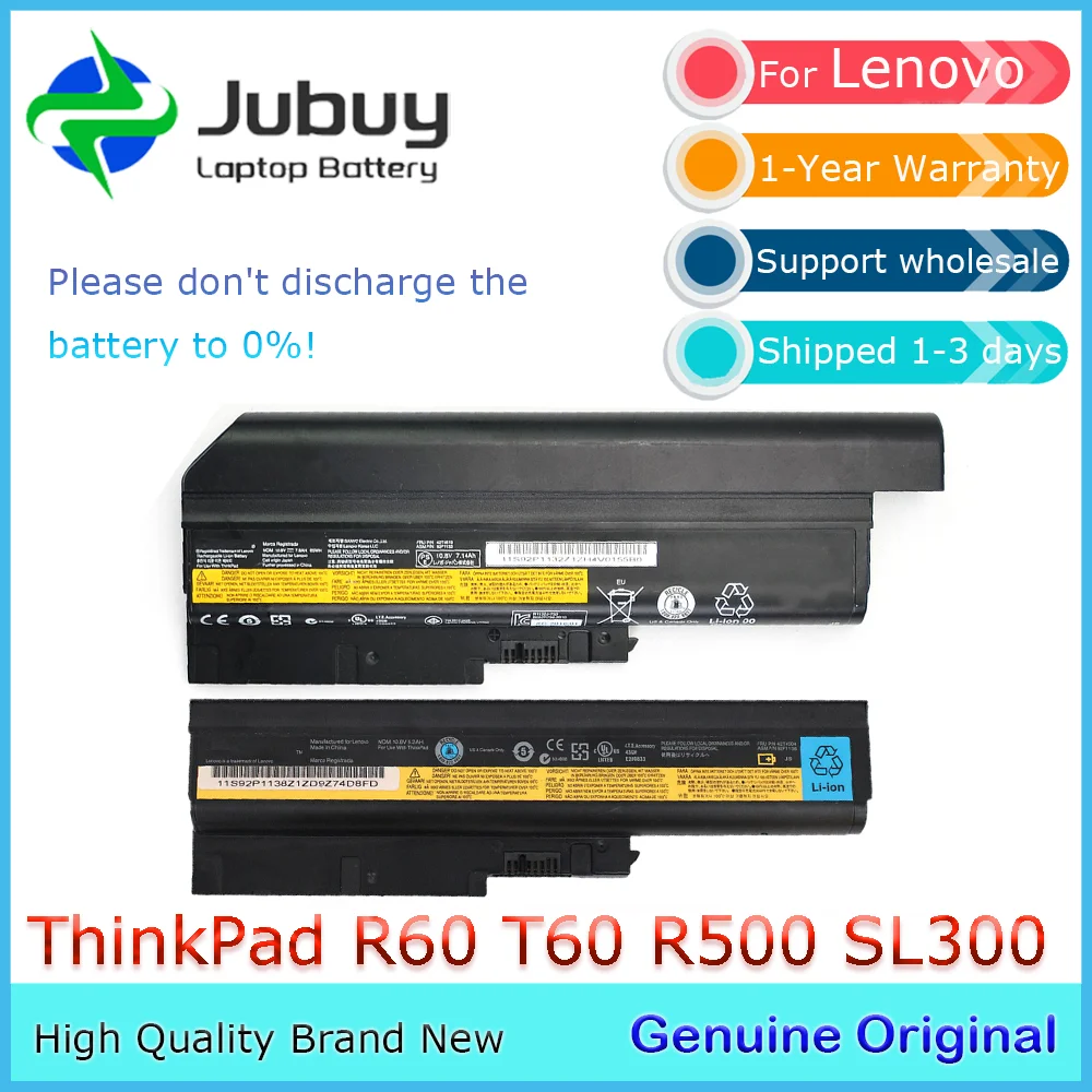 92P1138 10.8V 5200mAh/7800mAh Original Laptop Battery for Lenovo ThinkPad T60 T61 R500 T500 W500 SL500