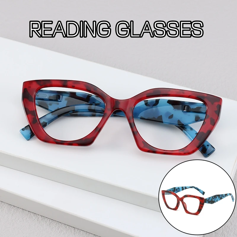 Vintage Women Large Reading Glasses Ladies Anti-blue Light Plus Diopter Eyewear Trendy HD Lens Far Sight Eyeglasses 0 To +4.0