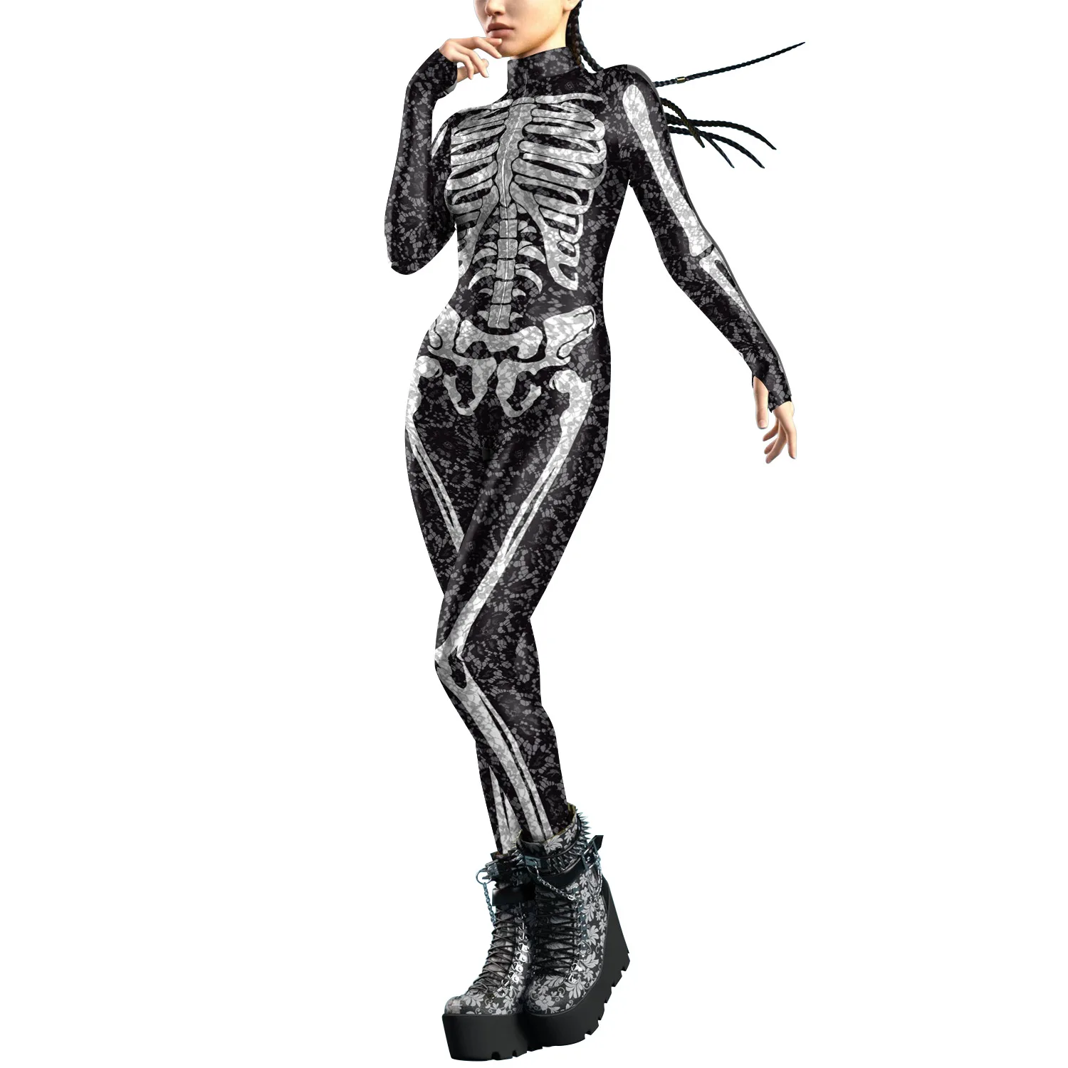 Donna uomo Future Robot Machine Skull 3D Printed Punk tuta Halloween Cosplay Costumes Party Role Playing Dress Up Outfit